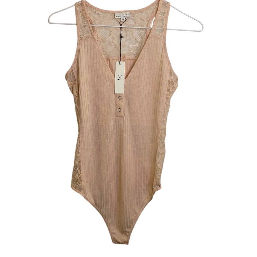 Fleur du Mal‎ Blush Lace Bodysuit